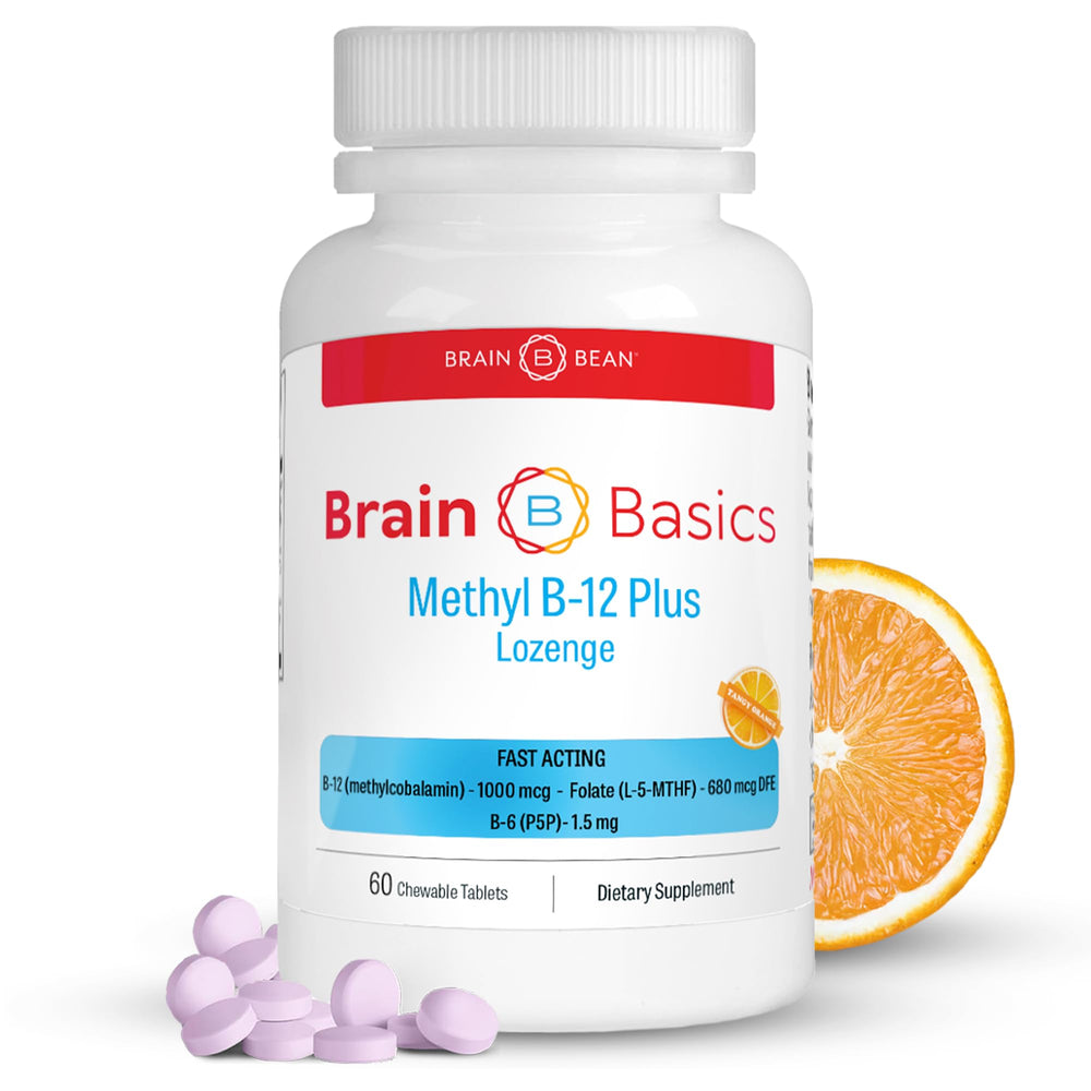 Brain Bean envase frontal mostrando 60 pastillas cítricas y beneficios