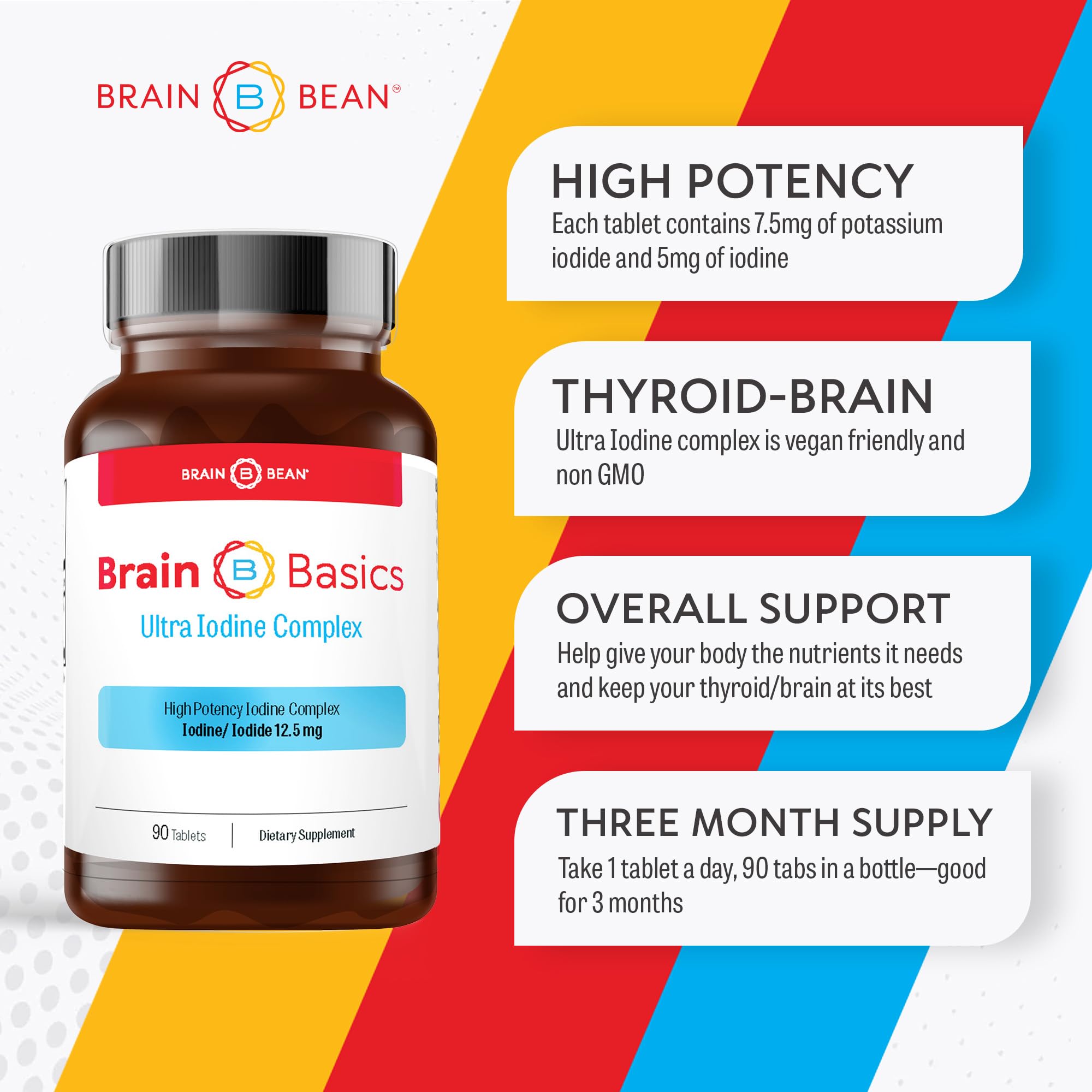 Brain Bean tableta en mano para comparar tamaño y dosificación