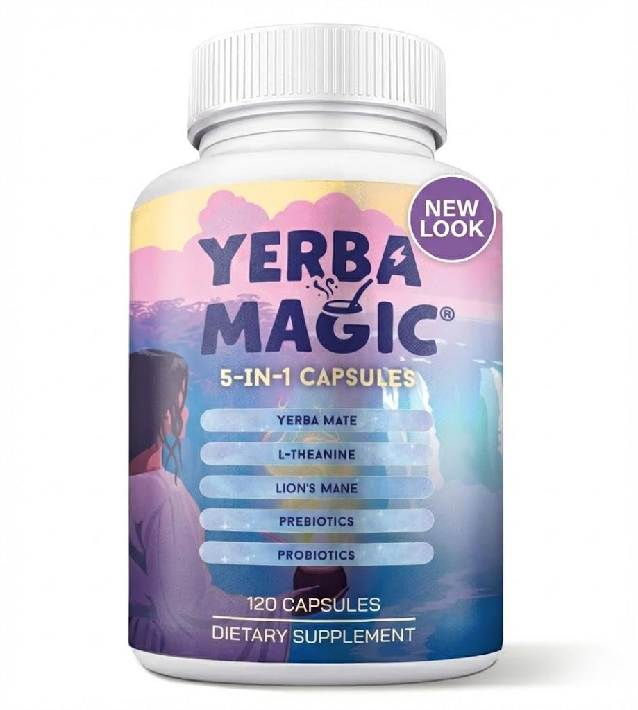 Brainista envase frontal de Yerba Mate Capsules 5 in 1, comodidad diaria