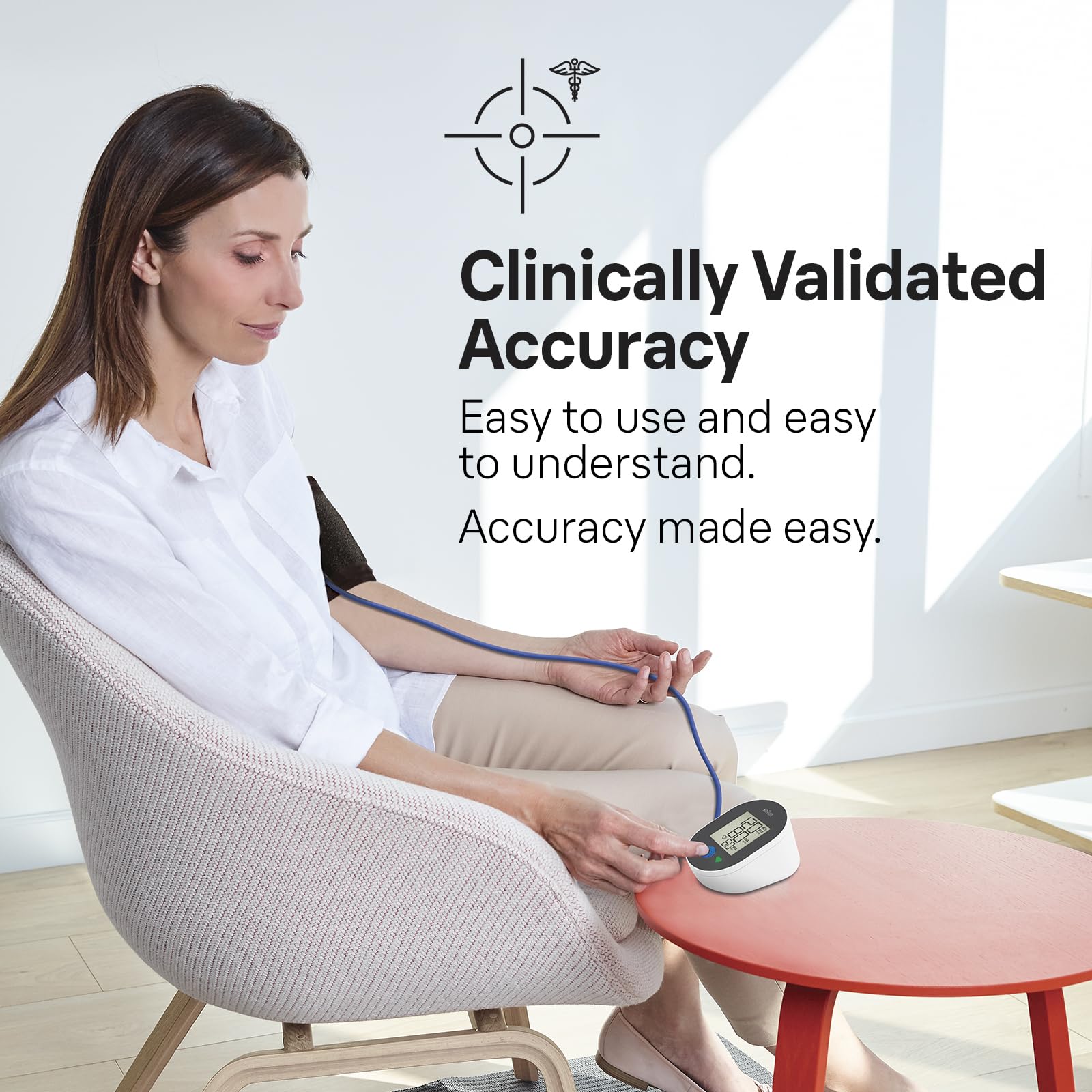 Braun ExactFit 2 pantalla encendida con indicadores por colores y valores visibles