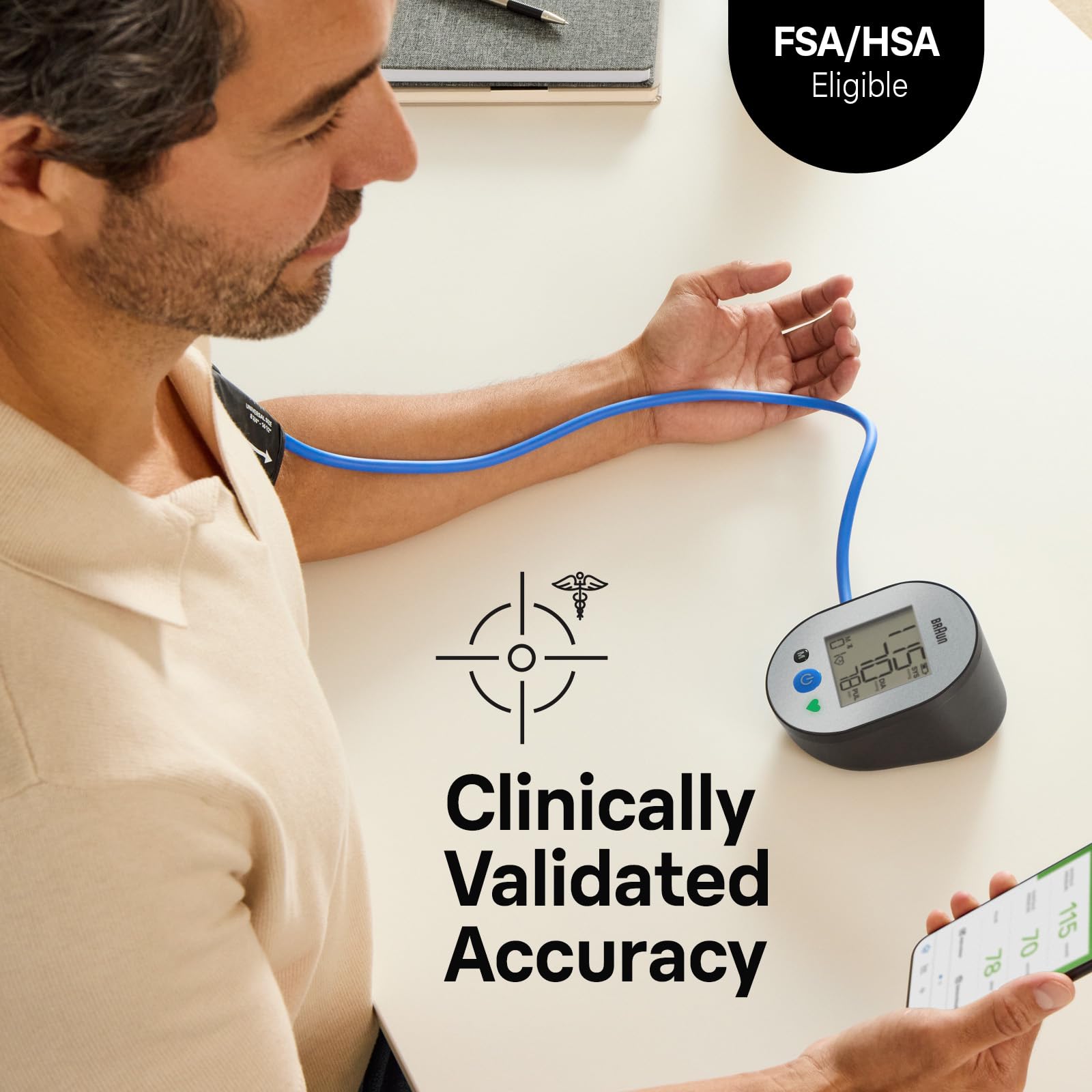 Detalle de pantalla Braun ExactFit 2 Connect con indicadores de color para interpretación fácil
