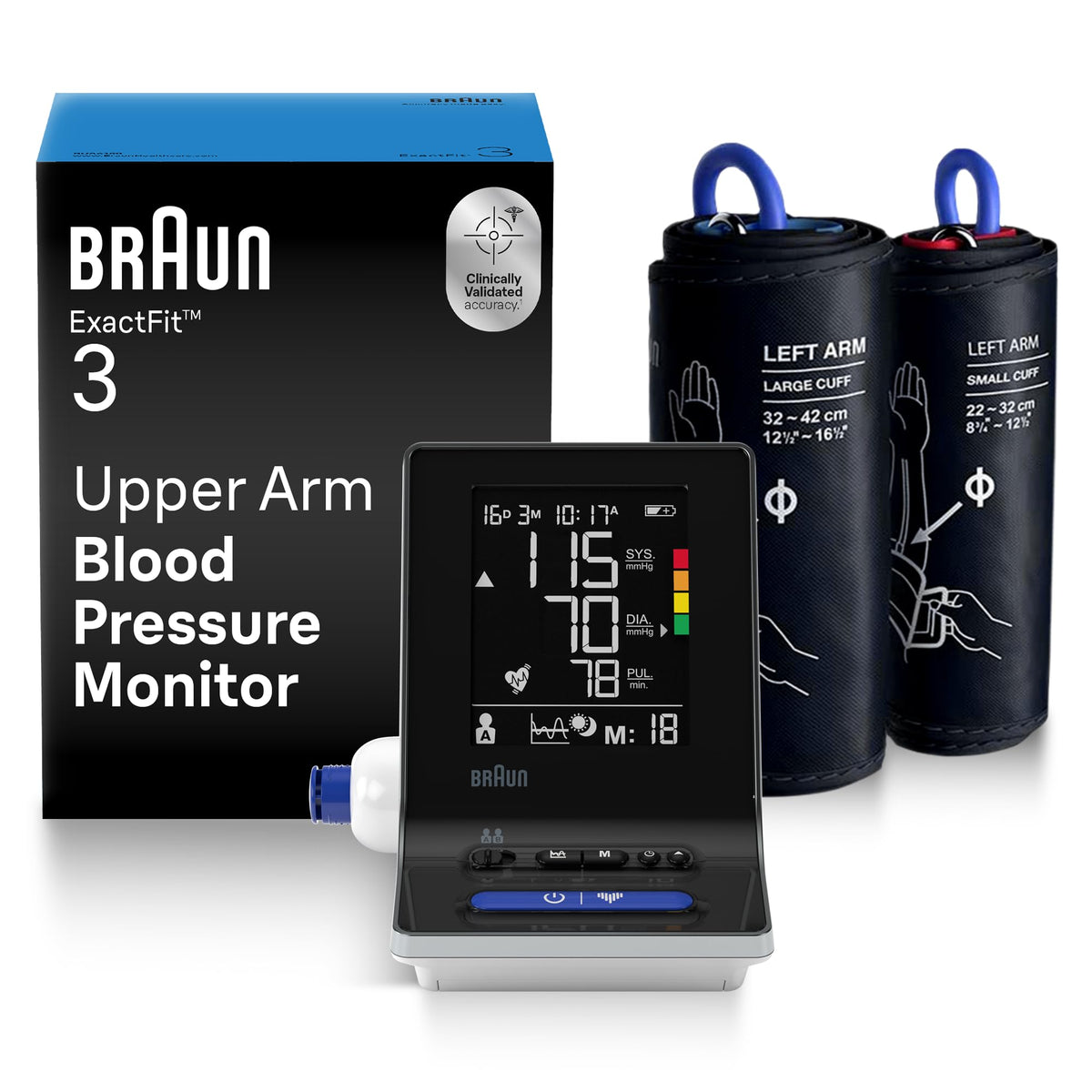 Braun ExactFit 3 vista frontal con pantalla grande legible y lectura rápida