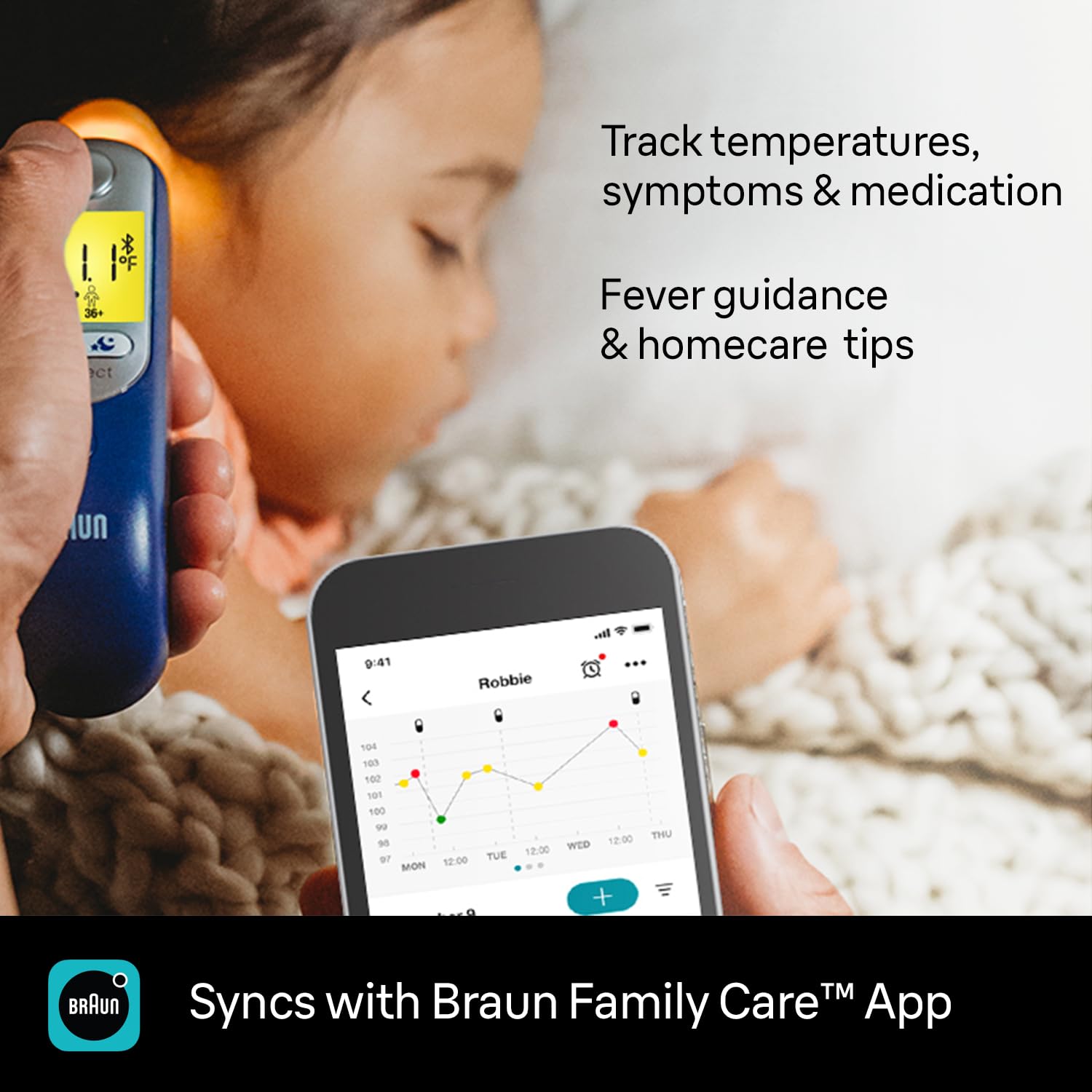 Braun indicador ExacTemp mostrando luz y confirmación sonora para medición estable
