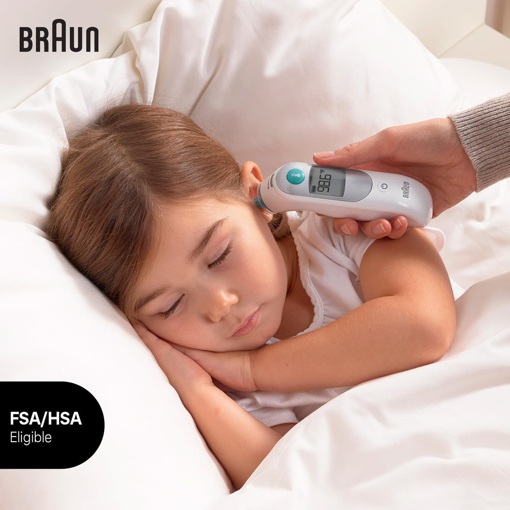 Braun ThermoScan 5 con 21 Braun Hygiene Caps listos para uso higiénico