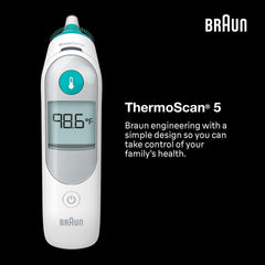 Braun ThermoScan 5 en entorno familiar indicando uso cotidiano y confianza