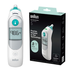 Braun ThermoScan 5 frontal mostrando diseño ergonómico y fácil agarre