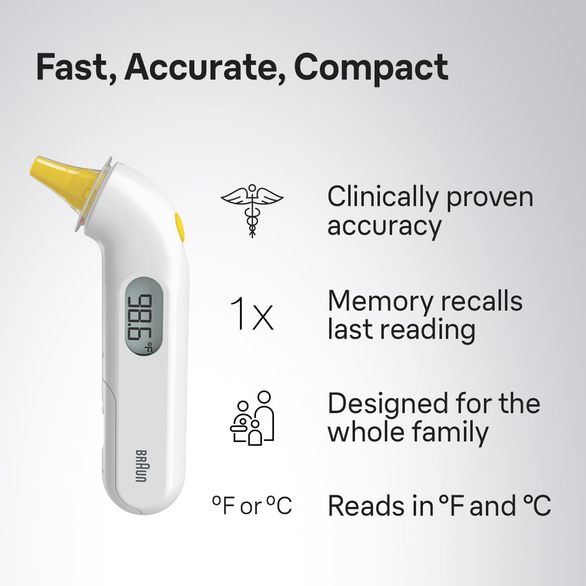 Braun ThermoScan 3 comparación de tamaño para entender escala