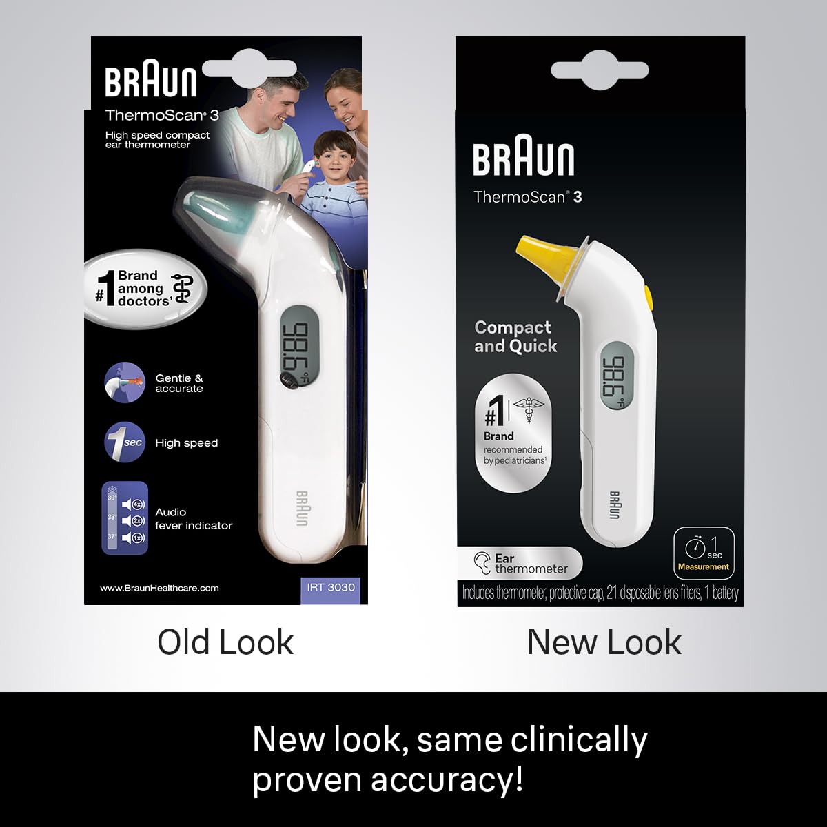 Braun ThermoScan 3 en uso con bebé para toma rápida y suave