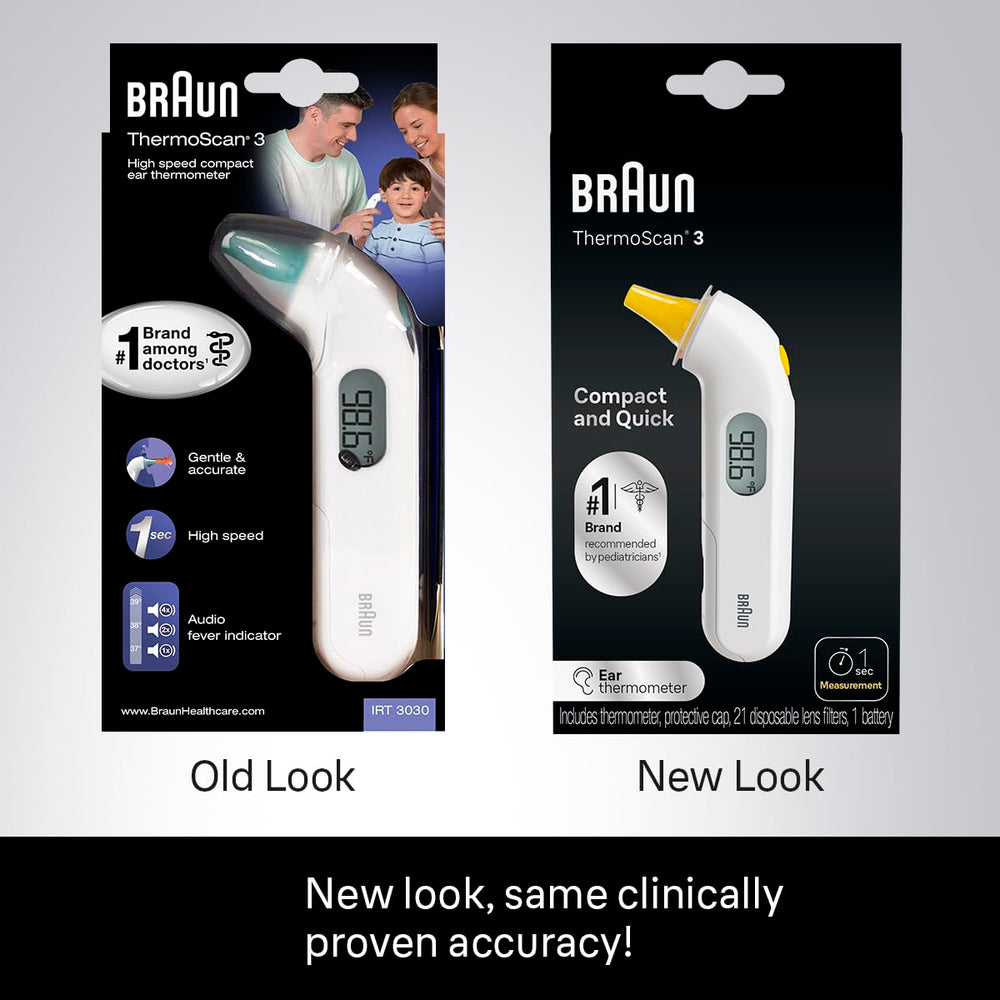 Braun ThermoScan 3 en uso con bebé para toma rápida y suave