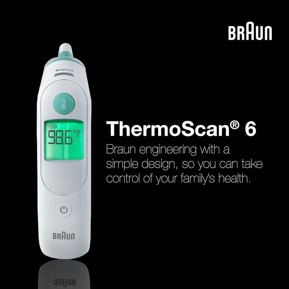 Braun ThermoScan 6 en ambiente familiar demostrando uso práctico y confiable