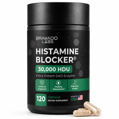 Bravado Labs envase frontal mostrando 30,000 HDU y beneficio digestivo