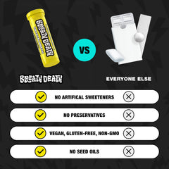 Breath Death comparación de tamaño con mano, fácil de llevar