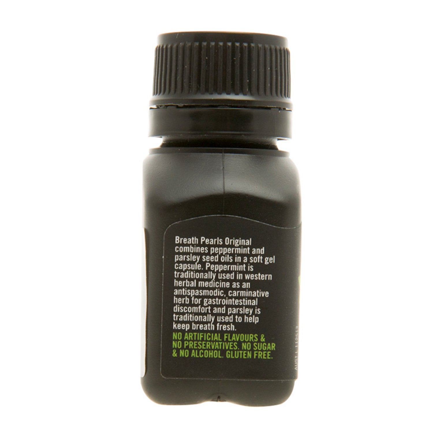 Breath Pearls etiqueta detallada con ingredientes para elección informada