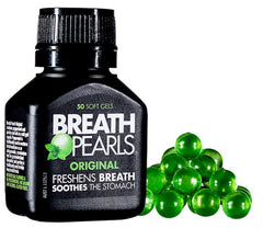 Breath Pearls frasco frontal mostrando diseño y cantidad para llevar