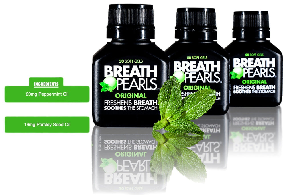 Breath Pearls corte transversal de la cápsula mostrando gel interior beneficioso