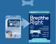 Breathe Right comparación de tamaño Sm/Med en mano mostrando ajuste adecuado