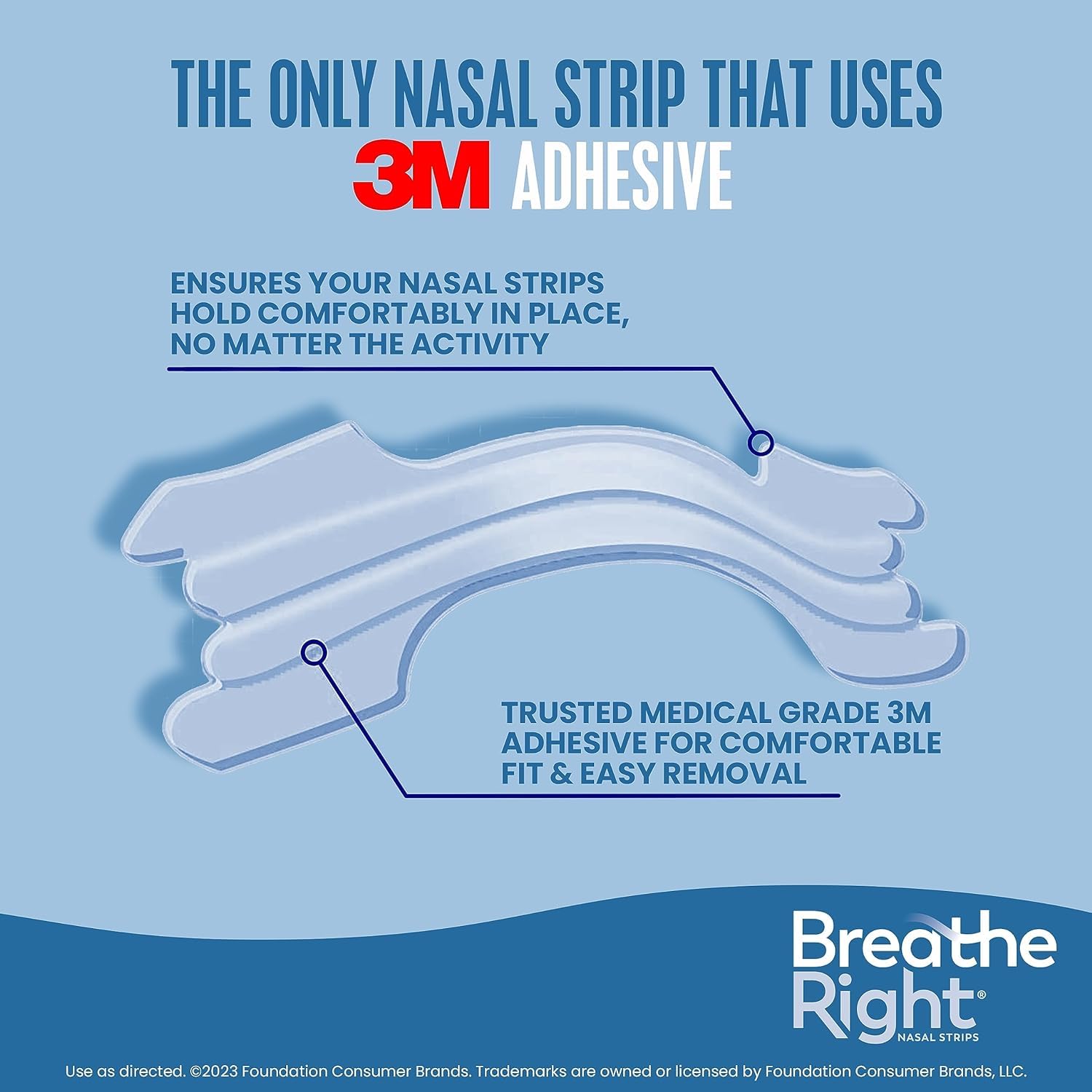 Breathe Right etiqueta destacando hipoalergénico y beneficio menor irritación