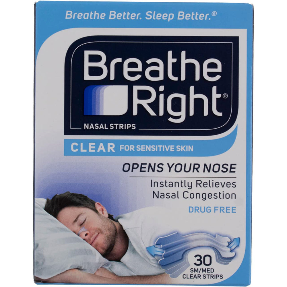 Breathe Right primer plano de la tira y textura adhesiva, fácil colocación