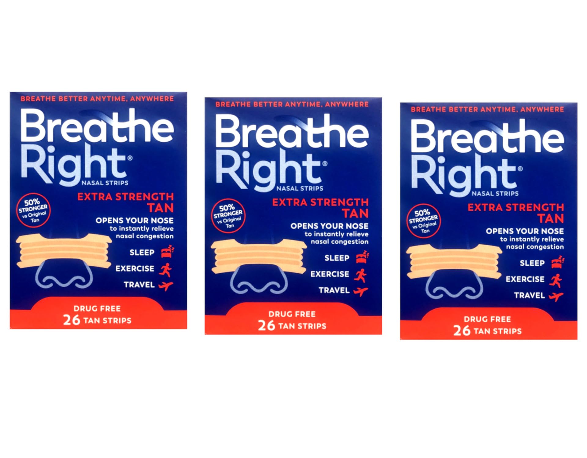 Detalle de la tira Breathe Right Extra y su banda tipo resorte para mayor soporte