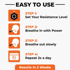Breather Fit junto a mano para mostrar tamaño compacto y transporte