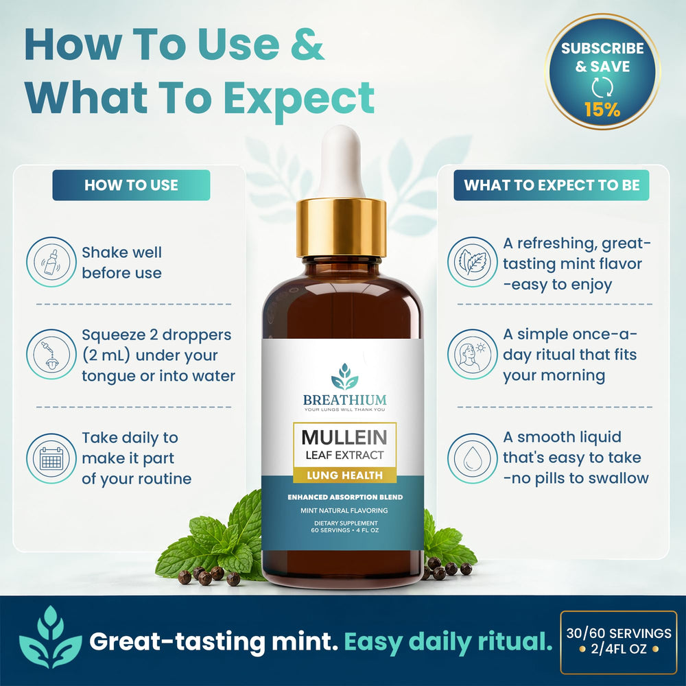 BREATHIUM frasco en ambiente con hojas de menta, sensación fresca y natural