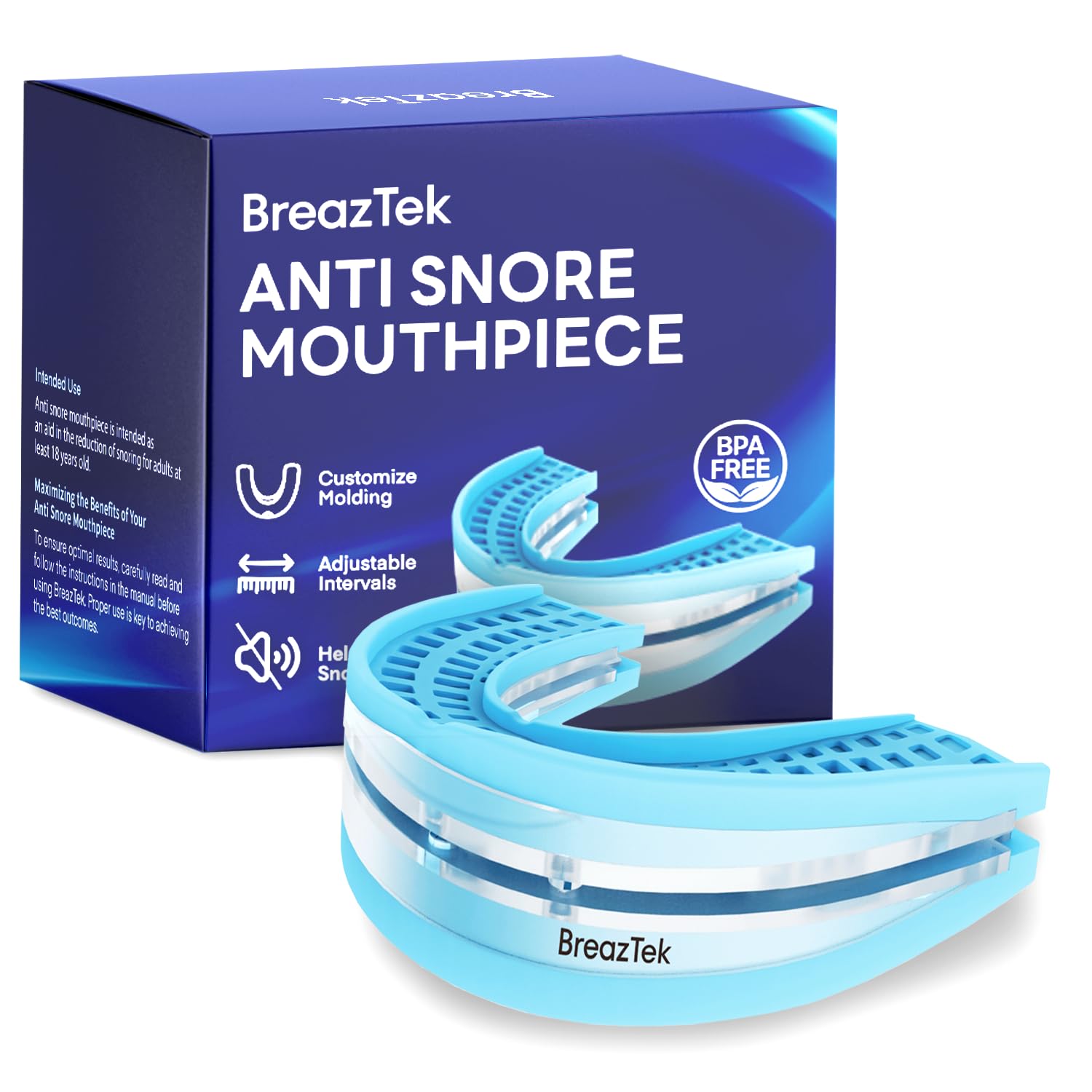 BreazTek caja frontal del producto mostrando el dispositivo y garantía 60 días