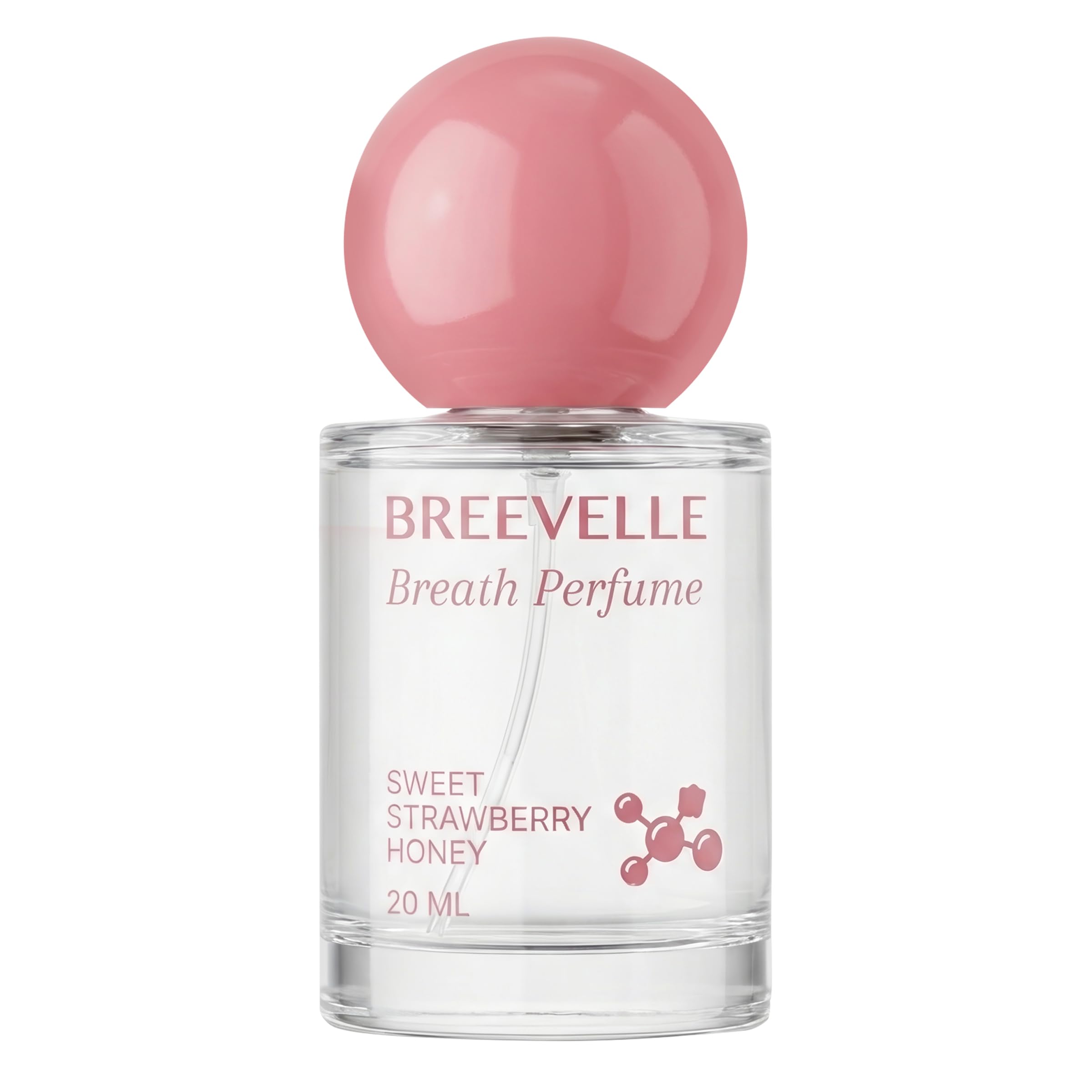 Breevelle frasco frontal fresa miel mostrando diseño elegante y beneficio de frescura