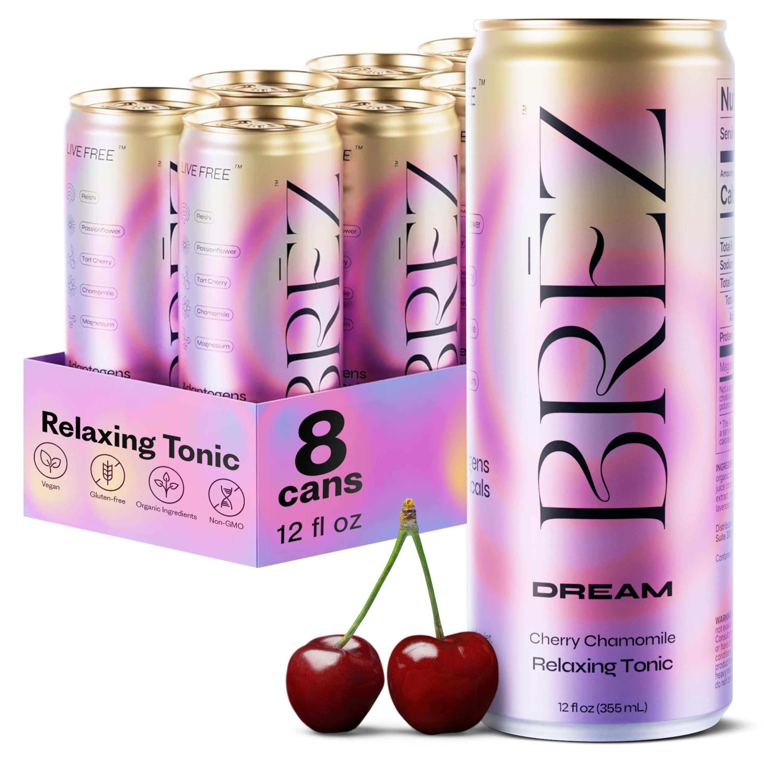 BRĒZ Dream frente del pack de 8 latas mostrando diseño y conveniencia