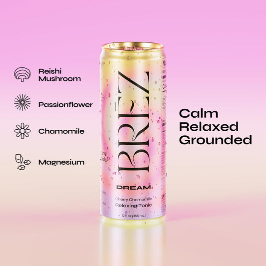 BRĒZ Dream primer plano de lata que destaca textura y acabado premium