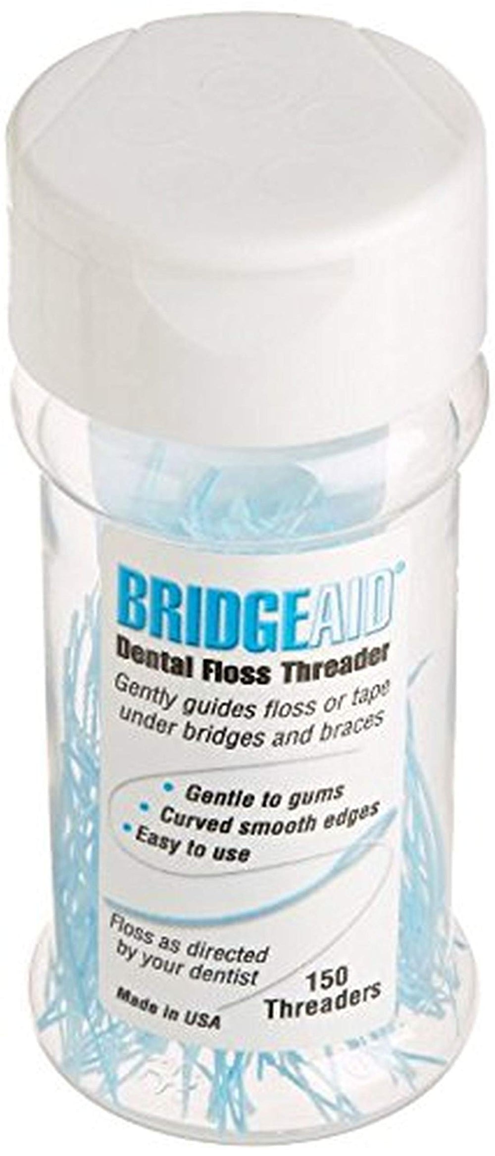 BridgeAid bote frontal mostrando 150 pasadores, práctico y higiénico
