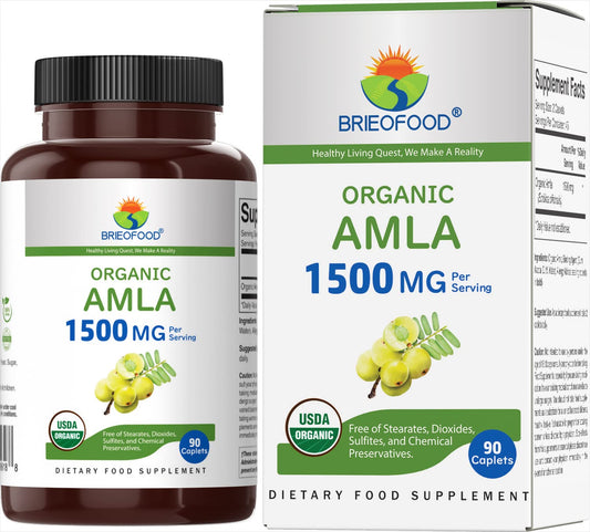Brieofood envase frontal mostrando 90 tabletas y certificación orgánica
