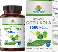 Brieofood Gotu Kola, botella de 1500 mg para dosis diaria