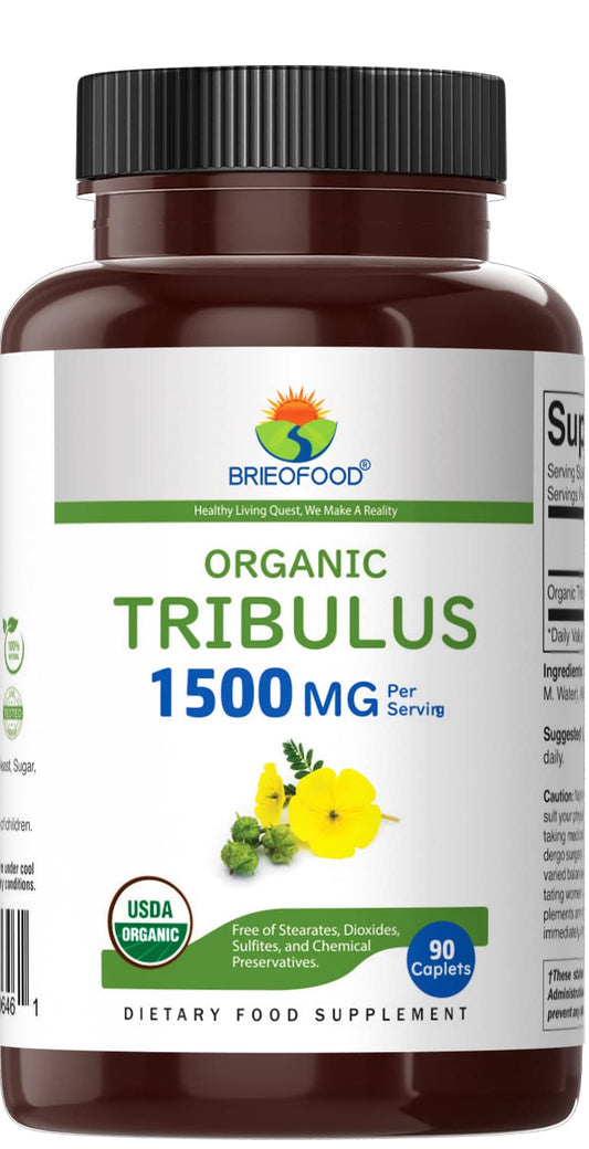Brieofood Tribulus tabletas 90, aptas para dietas vegetarianas.