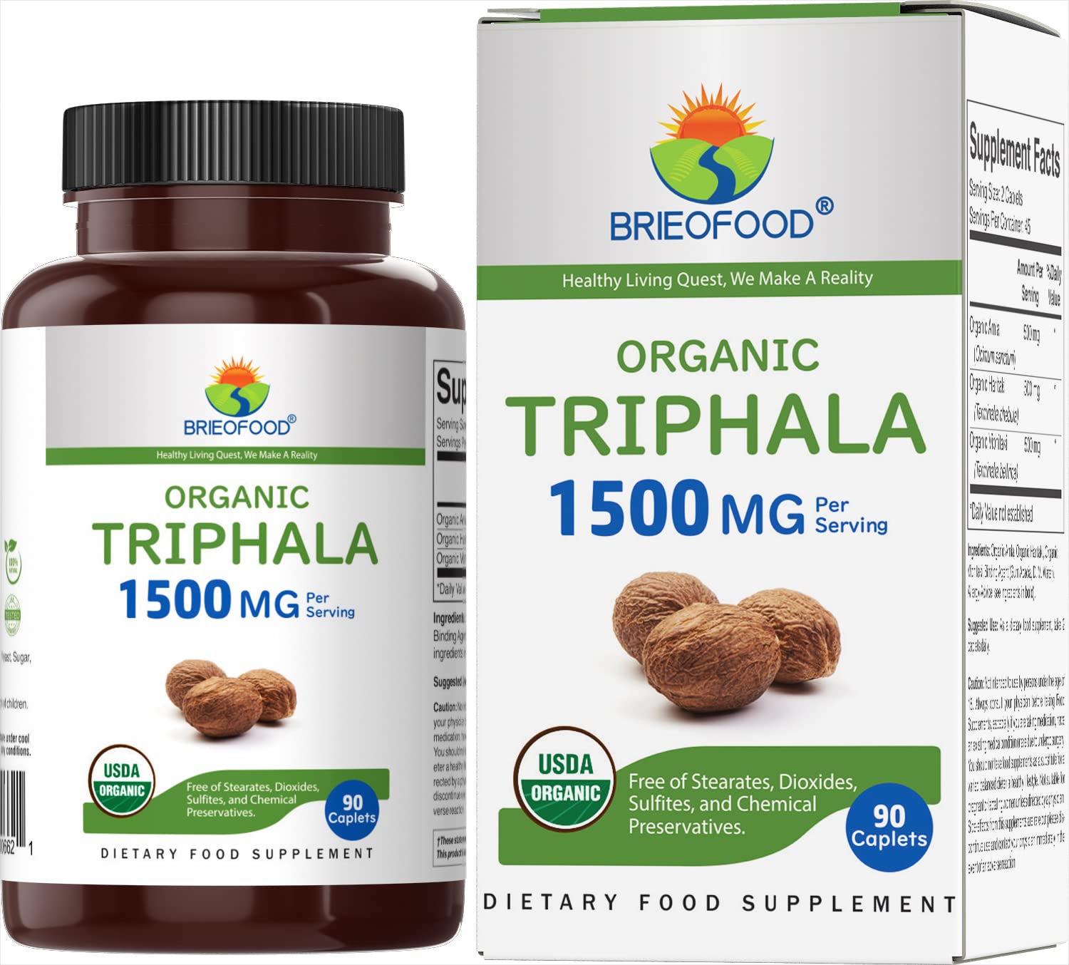Brieofood envase frontal mostrando tabletas y etiqueta clara