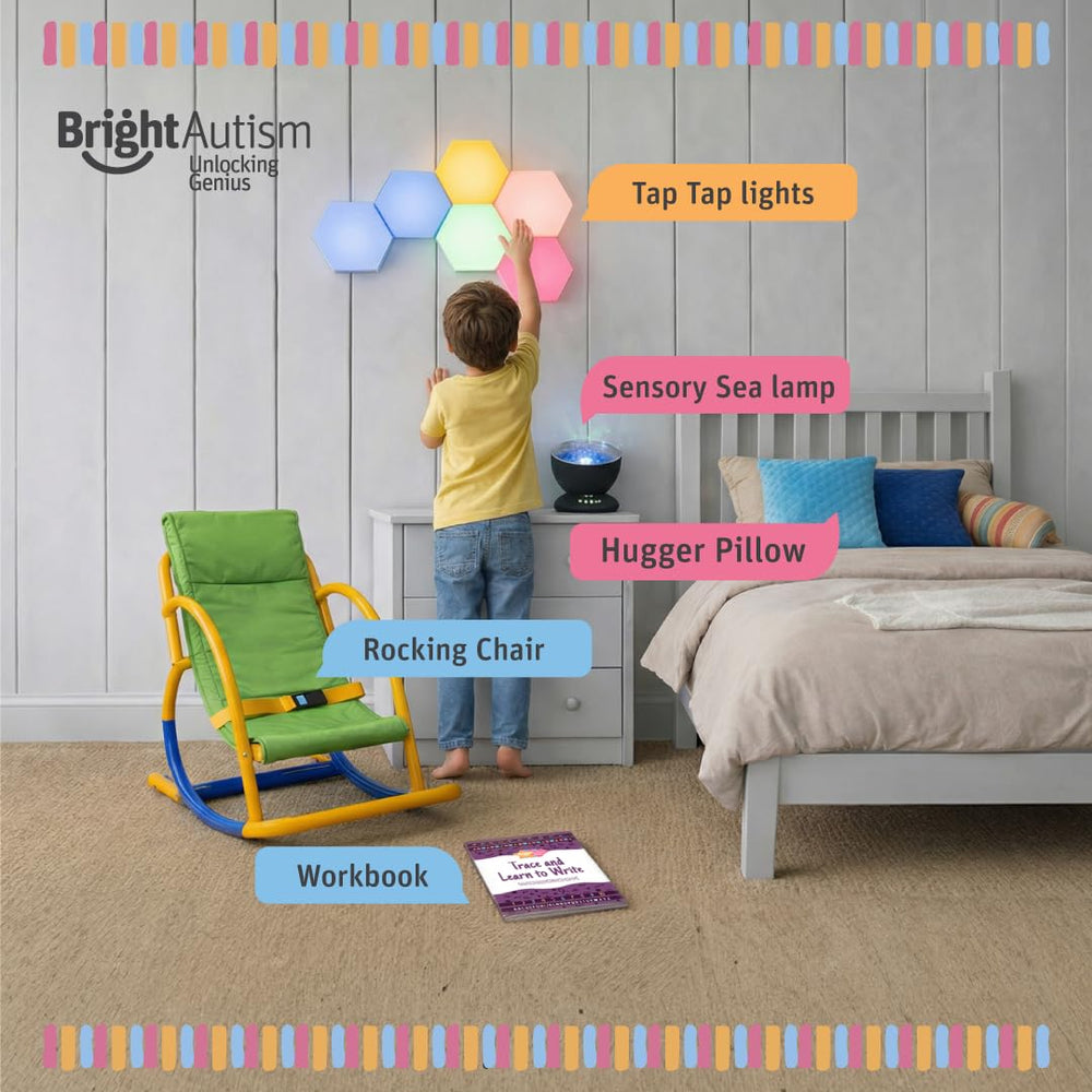 Bright Autism roll-on en salón escolar durante pausa sensorial