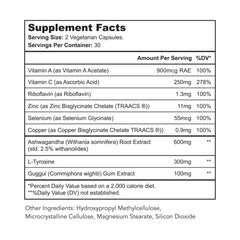 Bright Naturals etiqueta lateral con lista de ingredientes y dosis clara