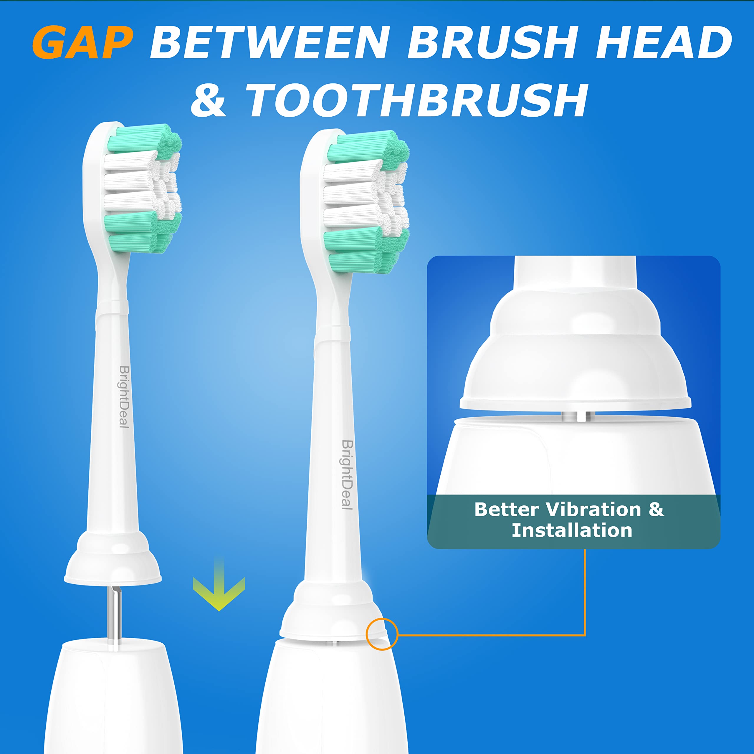 BrightDeal cabezal montado en mango Philips Sonicare demostrando ajuste snap-on