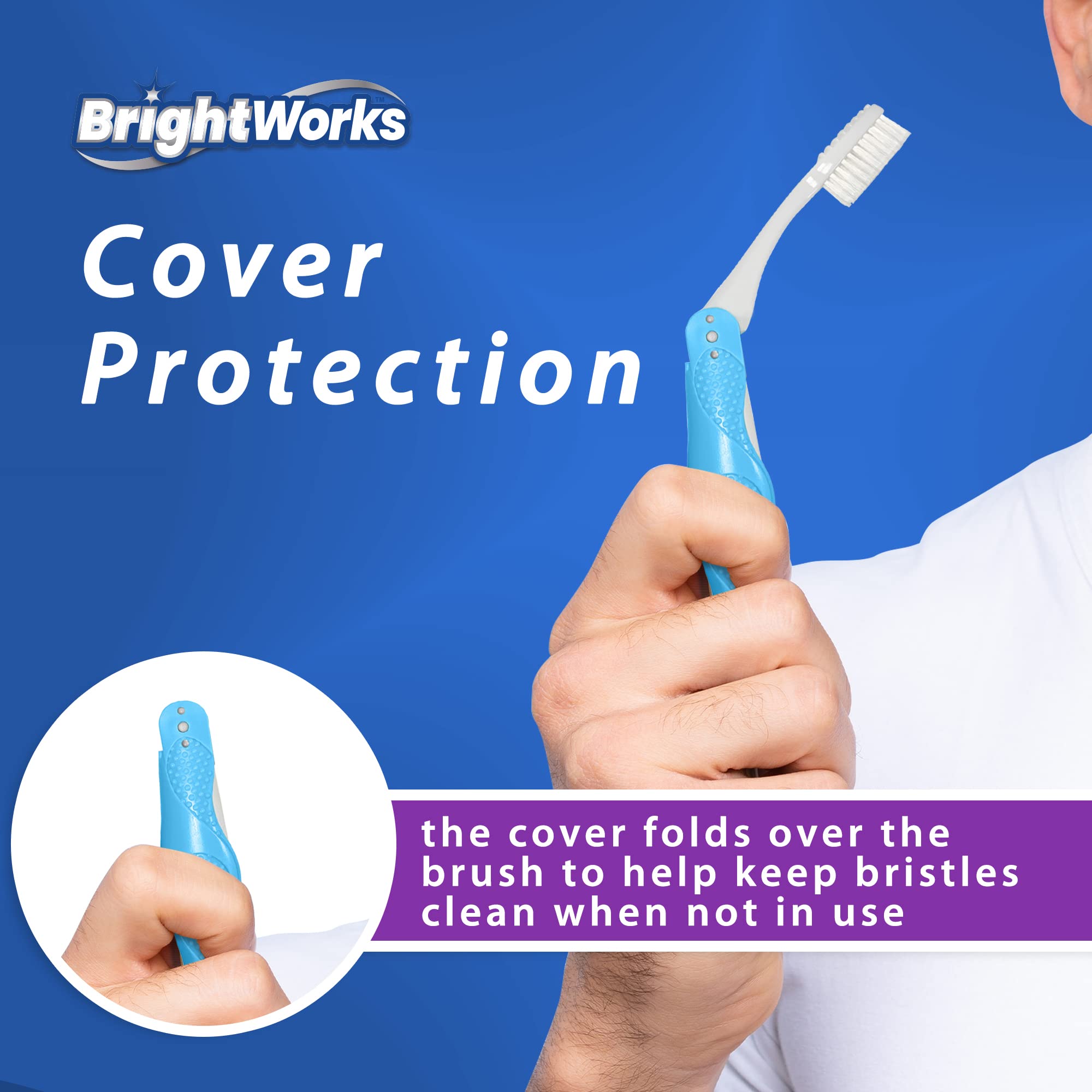 BrightWorks cepillo plegado en formato compacto para llevar y proteger