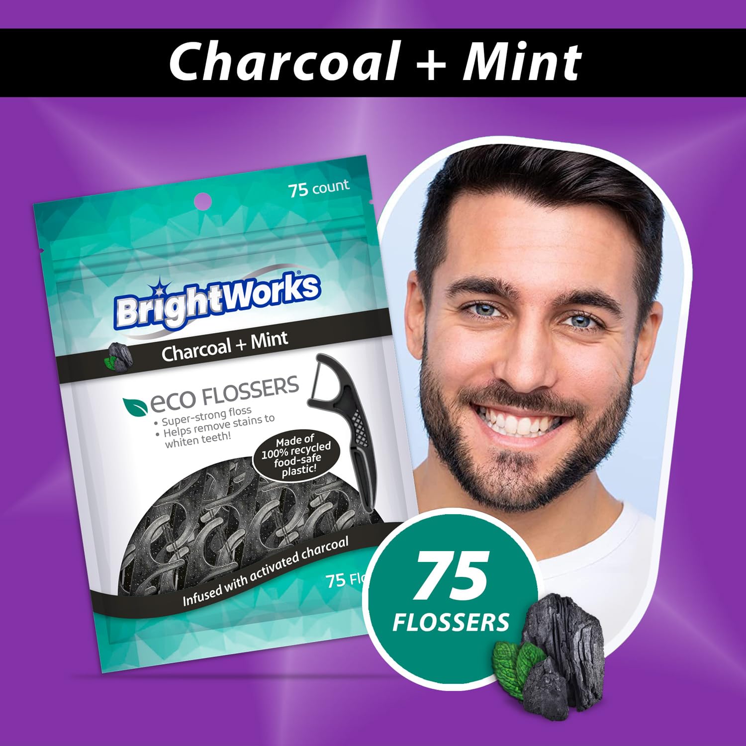 BrightWorks etiqueta con información de material reciclado y origen