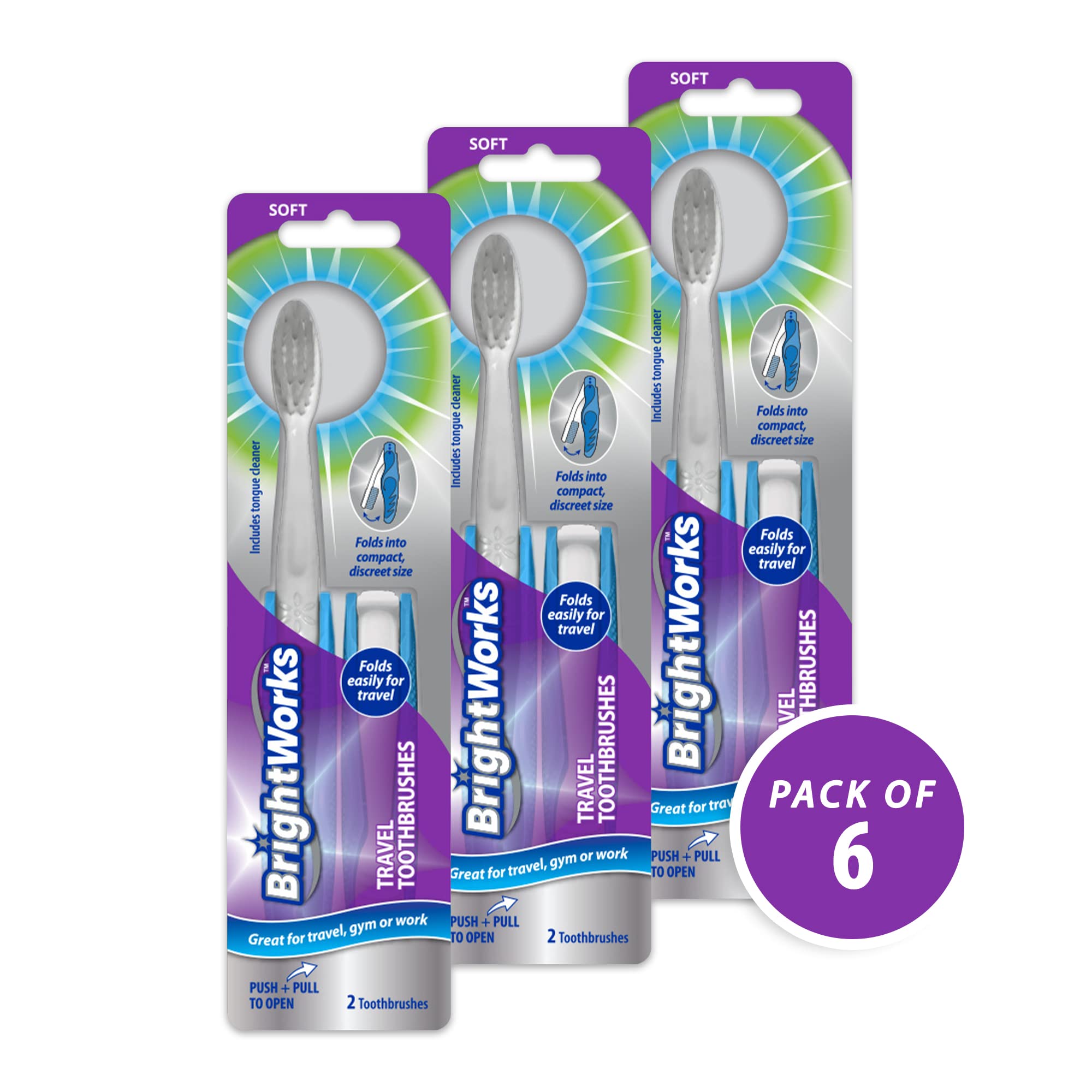 BrightWorks cepillo en neceser de viaje listo para uso fuera de casa
