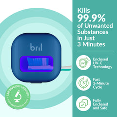 Bril primer plano de cámara UV-C mostrando seguridad de desinfección