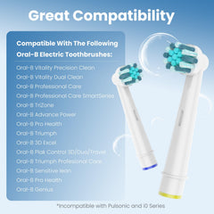 BrillFresh etiqueta con compatibilidad Oral-B y especificaciones claras