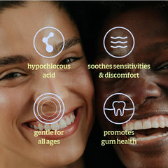 Persona usando BRIOTECH Oral Swish como enjuague, sensación de frescura y alivio
