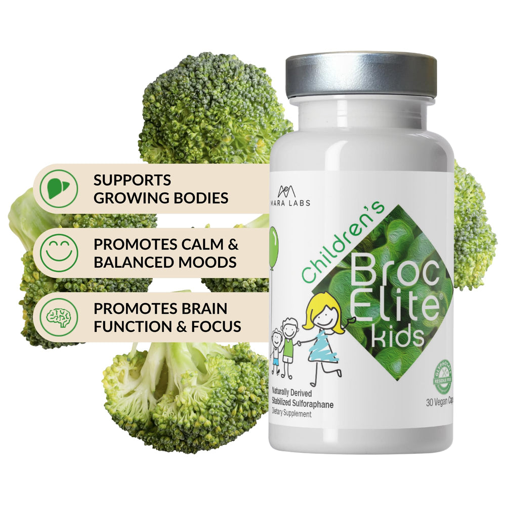 BrocElite Kids etiqueta nutricional legible con ingredientes limpios
