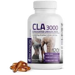 Bronson CLA 3000 frontal mostrando botella y beneficio de apoyo al peso