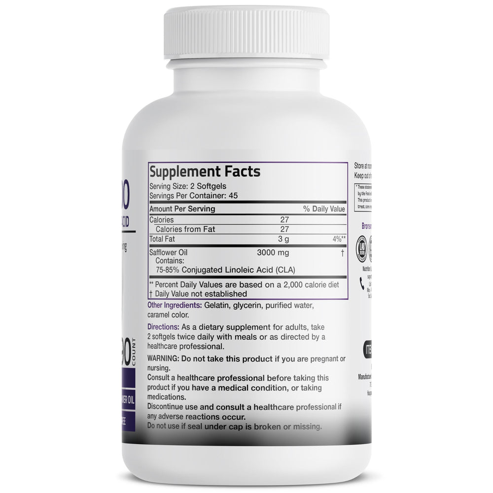 Bronson etiqueta lateral mostrando dosis y certificación cGMP como ventaja