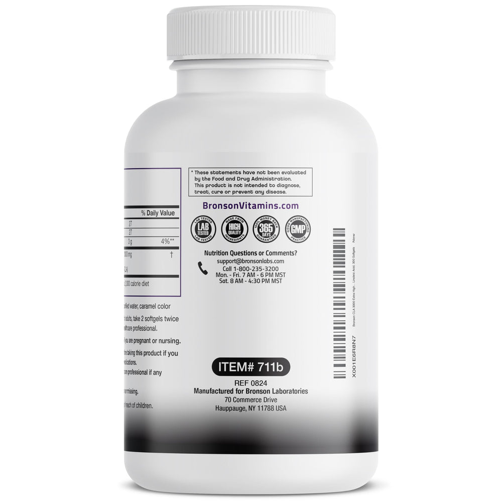 Bronson frasco completo con 300 softgels para suministro prolongado