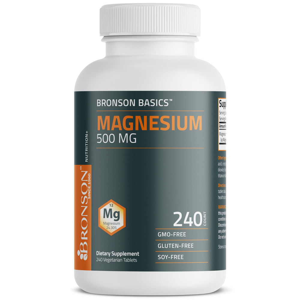 Envase abierto con tabletas Bronson 500 mg visibles para facilidad de uso diario