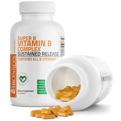 Bronson etiqueta con la lista de vitaminas B y certificaciones visibles