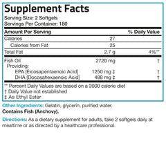 Bronson etiqueta de ingredientes con información de EPA, DHA y pruebas